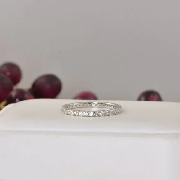 Authentic Genuine Moissanite Diamonds Full Eternity Ring Band - Picture 9 of 9